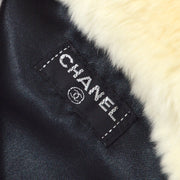 CHANEL 2001 CC Logo Muff White Fur Satchel