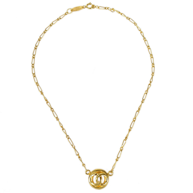 Chanel 1983 Circled CC Gold Chain Pendant Necklace