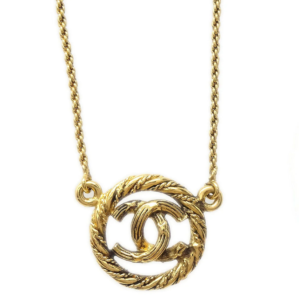 Chanel Circled CC Gold Chain Pendant Necklace 3622
