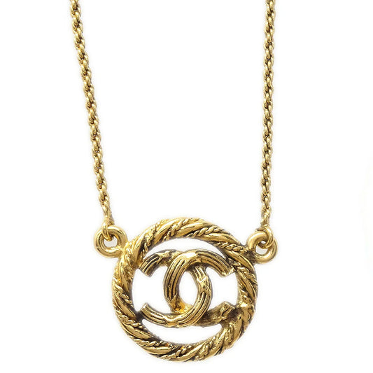 Chanel Circled CC Gold Chain Pendant Necklace 3622