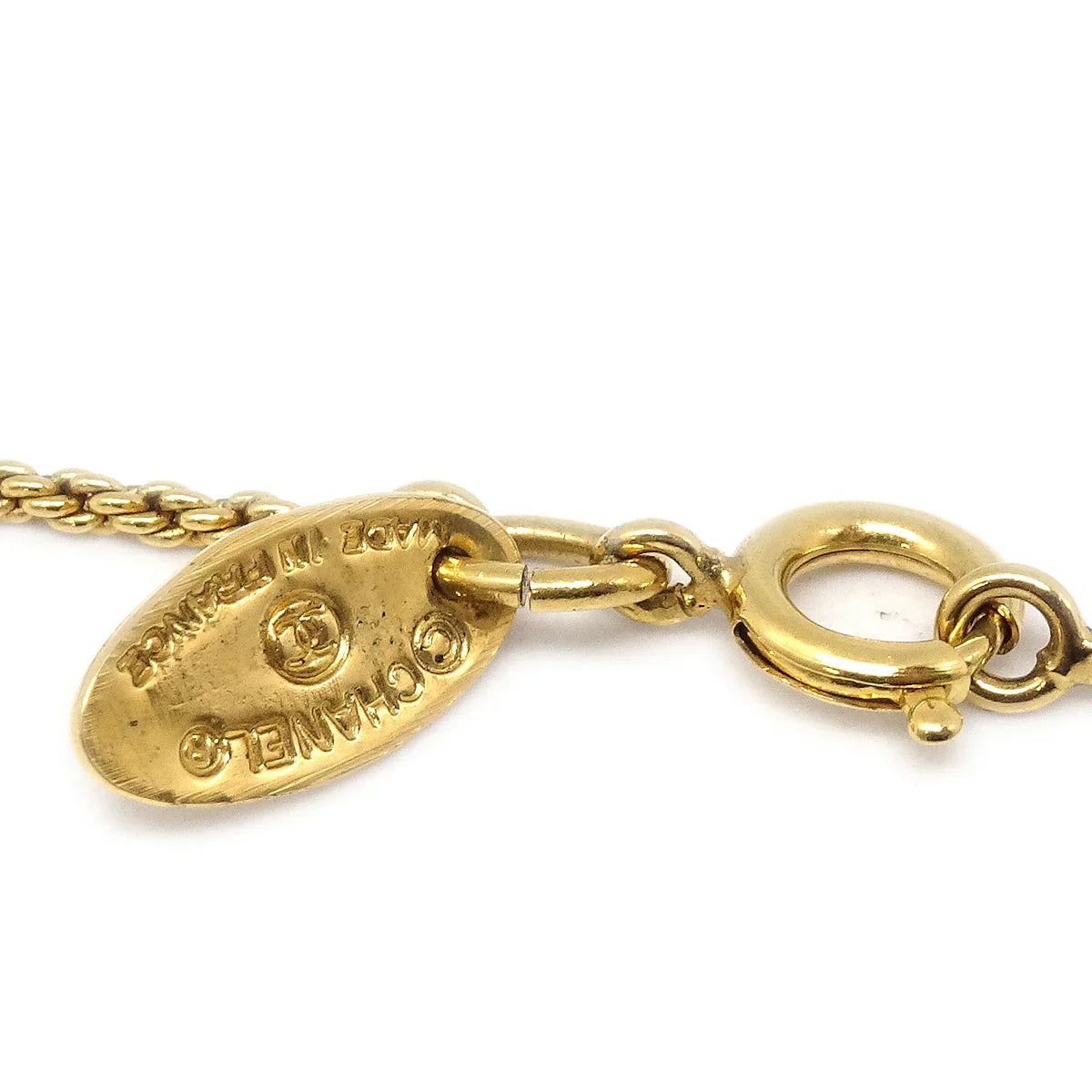 Chanel Circled CC Gold Chain Pendant Necklace 3622