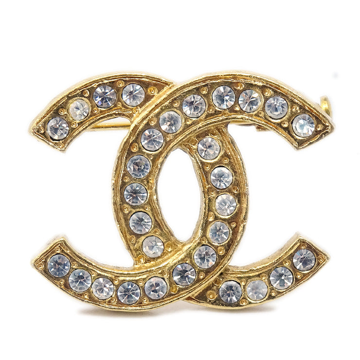 Chanel 2023 Strass CC Heart Brooch - Gold-Plated Pin, Brooches - CHA806236