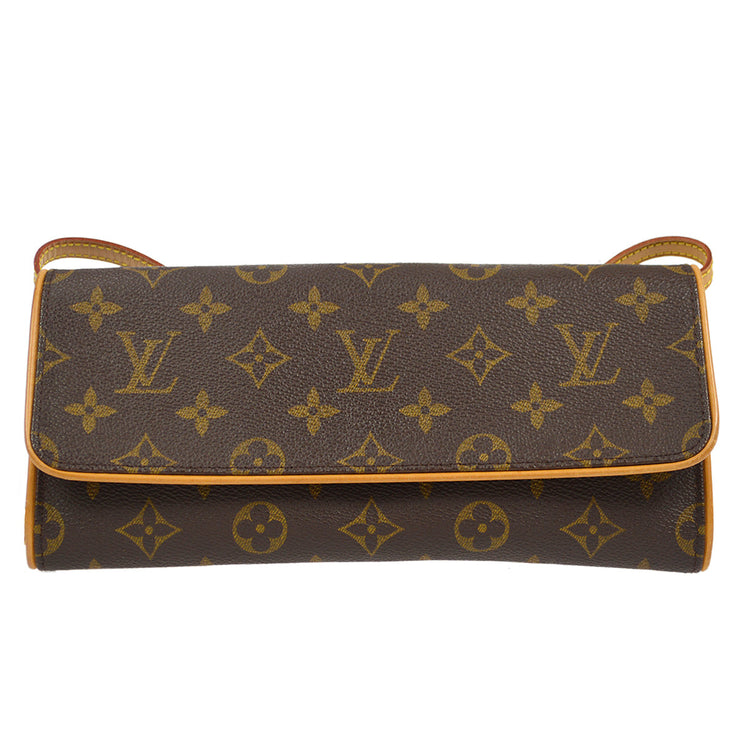 Louis Vuitton Monogram Pochette Twin GM Crossbody Flap Bag Leather