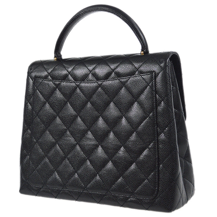 Chanel 1997-1999 Quilted Kelly 30 Black Caviar