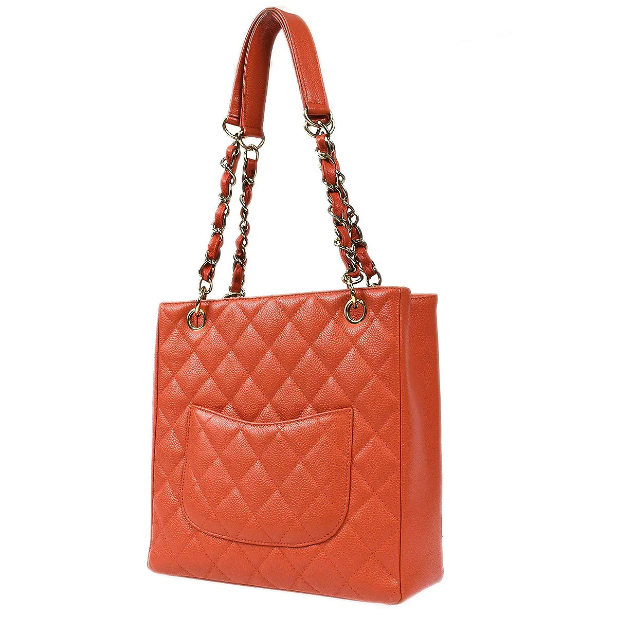 Chanel 2003-2004 Petite Shopping Tote PST Peach Orange Caviar