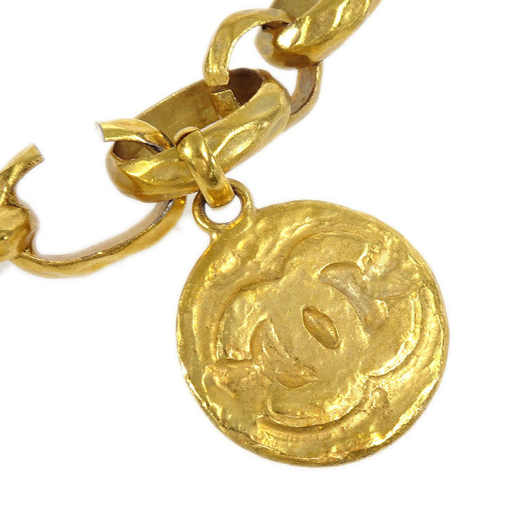Chanel 1990s Gold Link Necklace With Signature Medallion Charms at 1stDibs