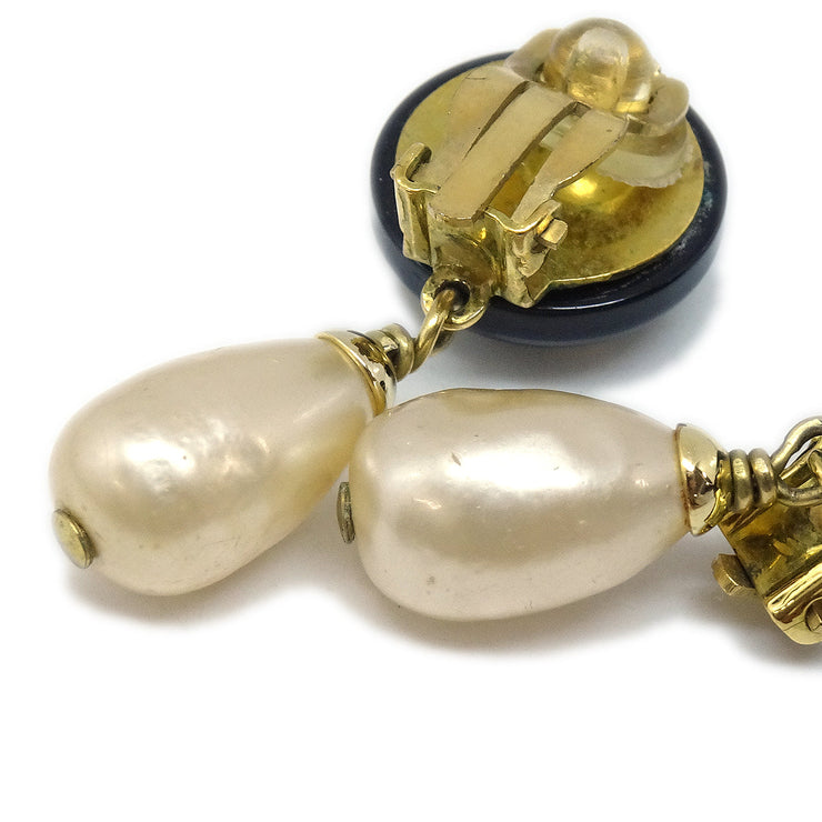 Chanel 1994 Fall Teardrop Pearl CC Dangle Earrings