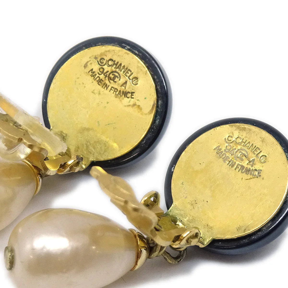 Chanel Fall Teardrop Pearl CC Dangle Earrings  94A