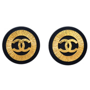 Chanel Huge Button Earrings Black Clip-On 29