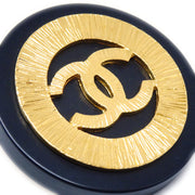 Chanel Huge Button Earrings Black Clip-On 29