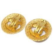 Chanel 1994 Woven CC Cutout Round Earrings Gold Clip-On 2889