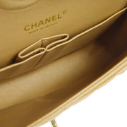 CHANEL 2003-2004 Classic Double Flap Medium Beige Caviar
