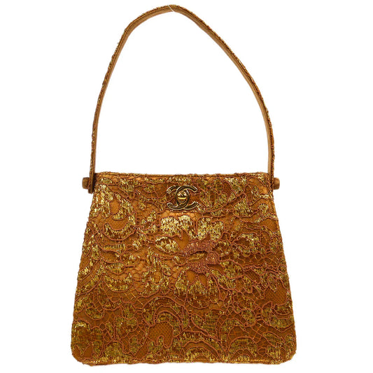Chanel * 1997-1999 Double Sided Turnlock Handbag Satin Lace