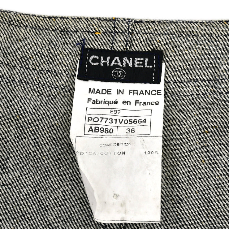 Chanel 1997 Logo-Buttonsデニムノースリーブドレス＃36