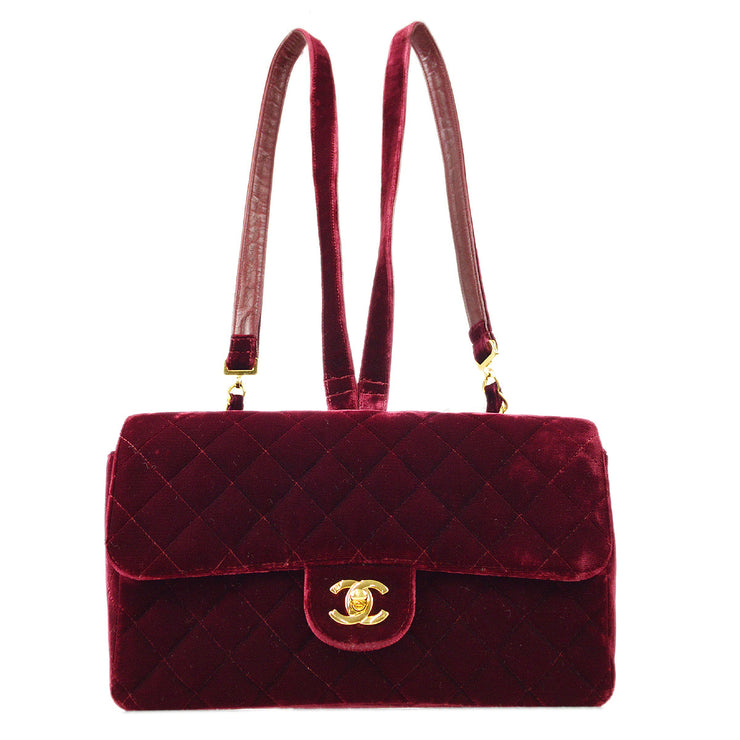 Chanel 31 Clutch, Red Velvet with Gold Hardware, Preowned in Box