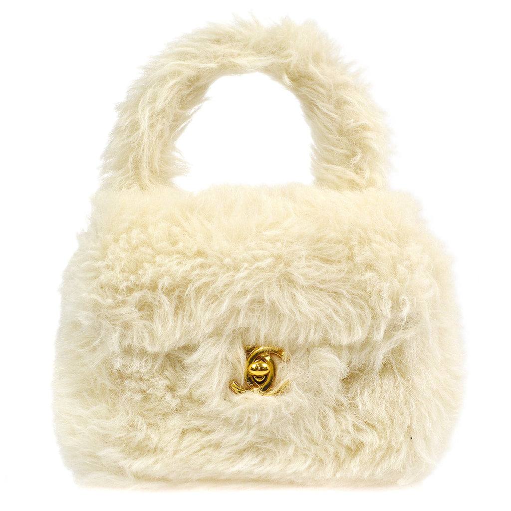 Chanel * 1994 Classic Flap Handbag Mini White Fur – AMORE Vintage Tokyo