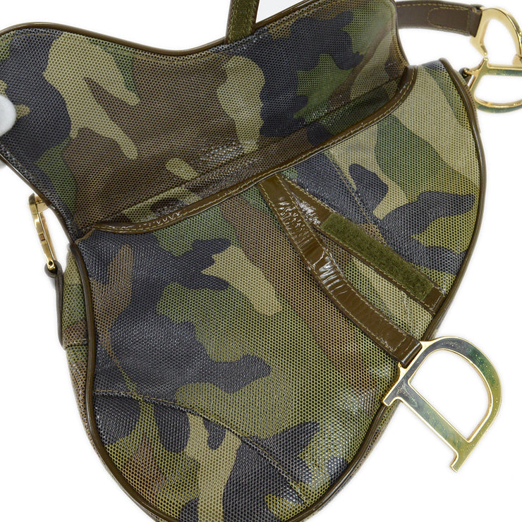 Vintage Christian Dior Blue Camouflage Saddle Bag