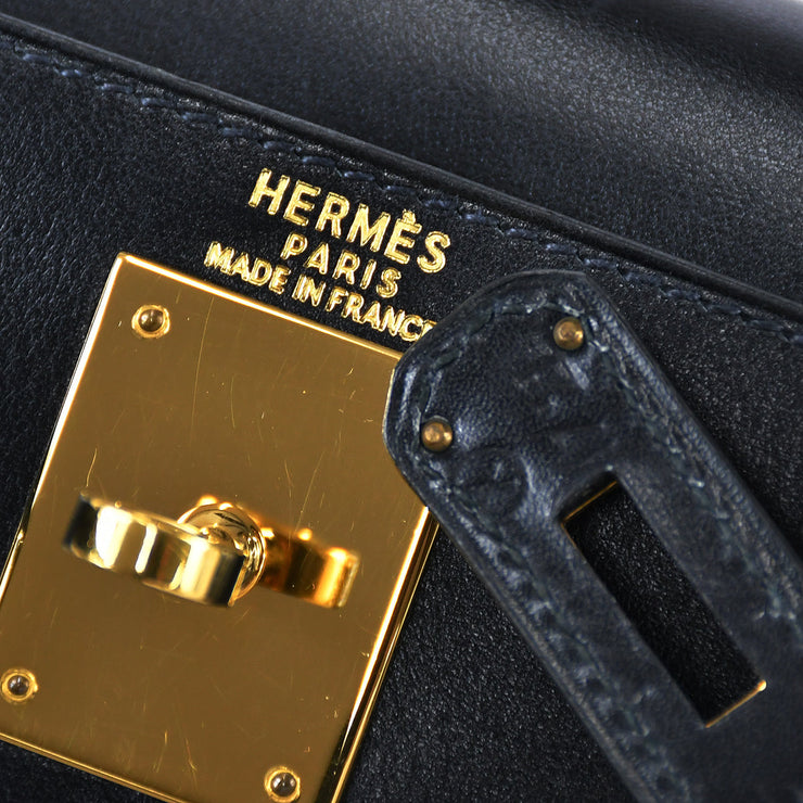 Hermes 1994 Kelly 28 Sellier Black Box Calf