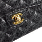 Chanel 2003-2004 Classic Flap Mini Square 17 Black Caviar