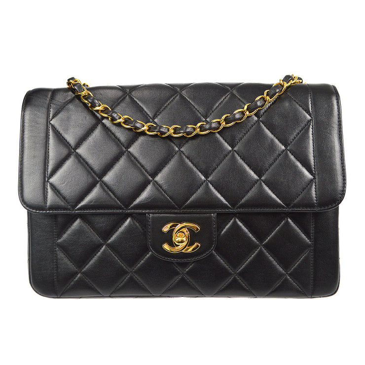 Chanel 1994-1996 Border Flap Medium Black Lambskin