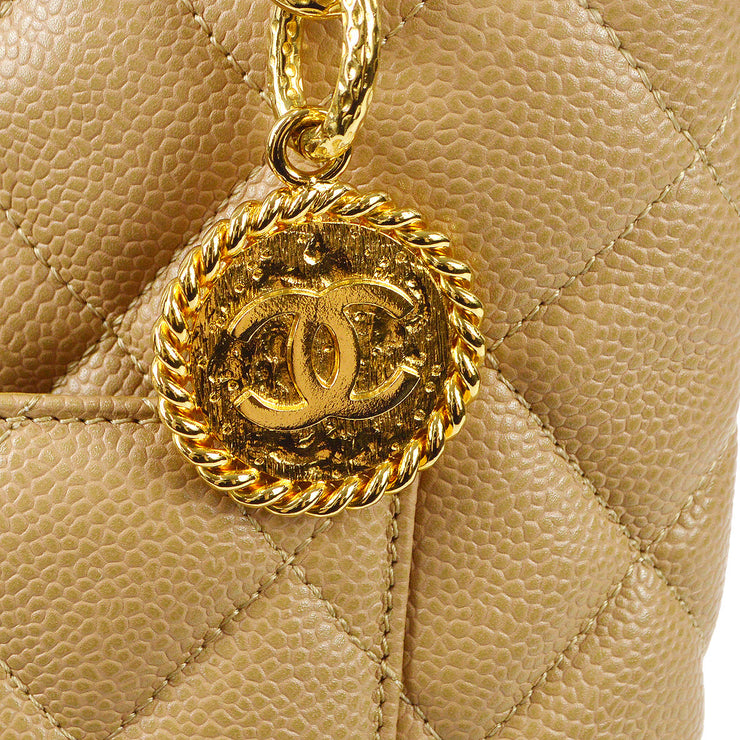 Chanel 2001-2003 Medallion Tote Beige Caviar