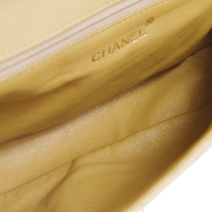Chanel 2000-2001 Acrylic Chain Classic Single Flap Medium Beige Calfskin