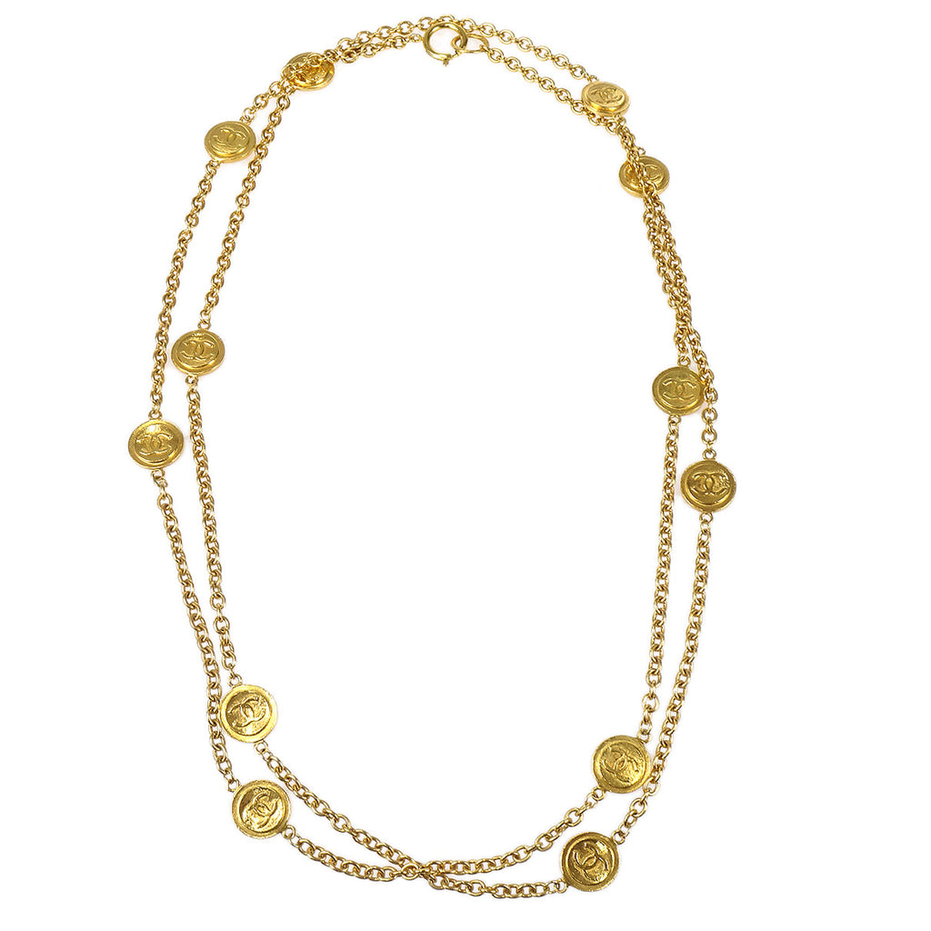 Chanel Medallion Double Chain Necklace Gold – AMORE Vintage Tokyo