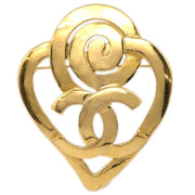 Chanel 1995 Heart Brooch Pin Gold 95P