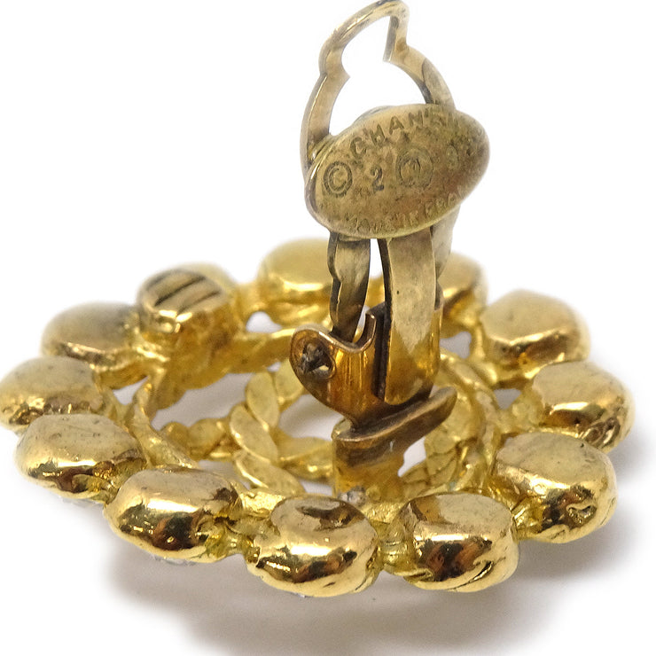 Chanel 1994 Rhinestone Earrings Clip-On Gold 29