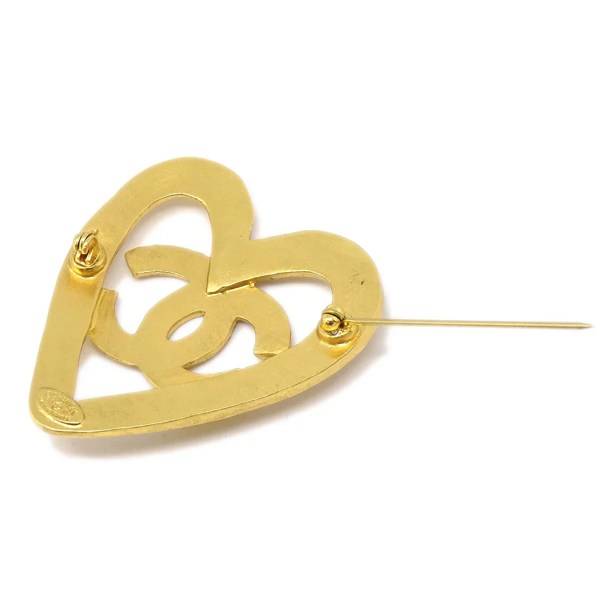 Chanel Heart Brouch Pin Gold 95p