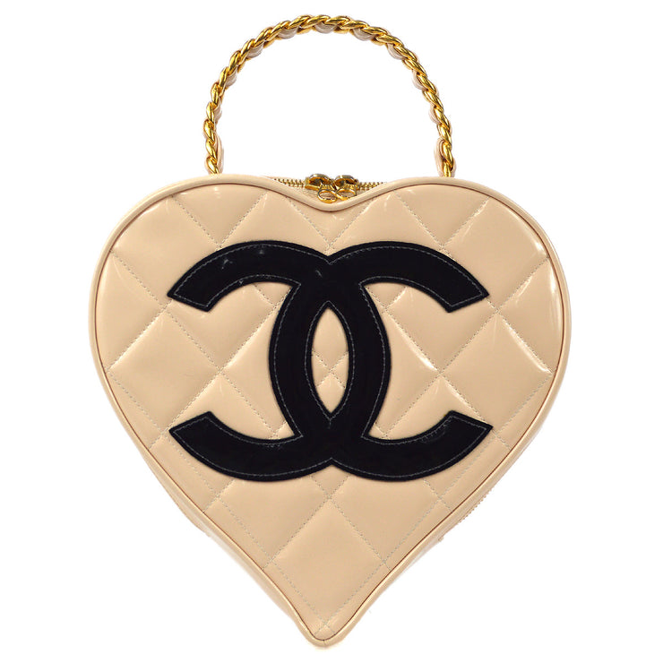 Chanel * 1994 Heart Vanity Handbag Beige