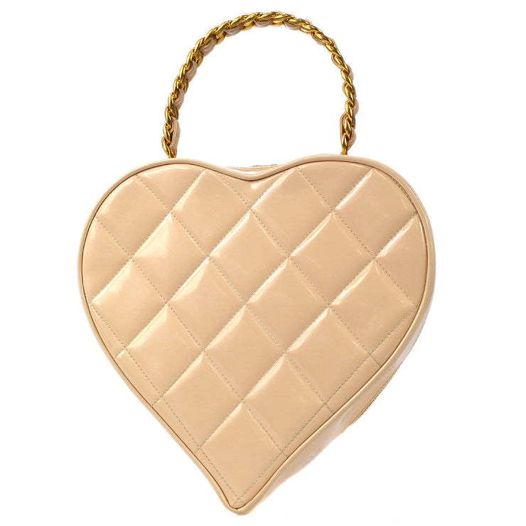Chanel * 1994 Heart Vanity Handbag Beige