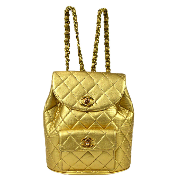 Chanel 1994 Duma Chain Backpack Large Gold Lambskin – AMORE