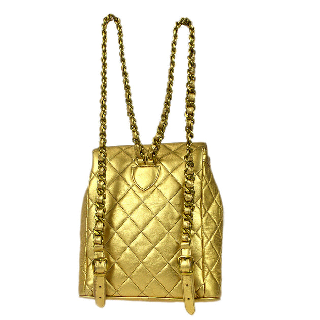 gold chanel backpack