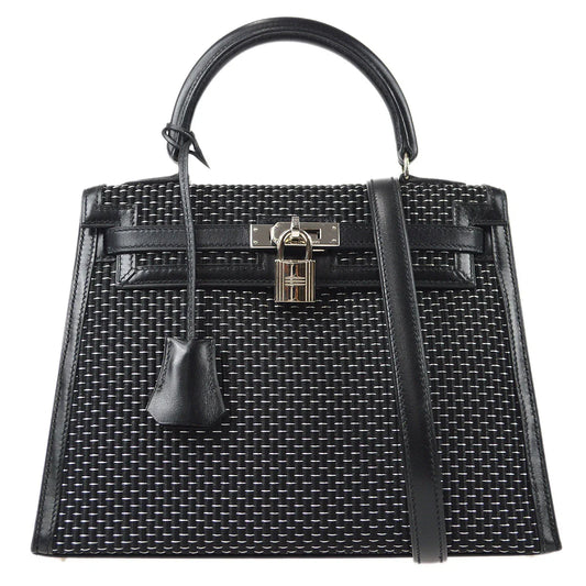 Hermes * 1999 Kelly 25 Sellier Black Metal Crinolin