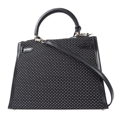 Hermes * 1999 Kelly 25 Sellier Black Metal Crinolin