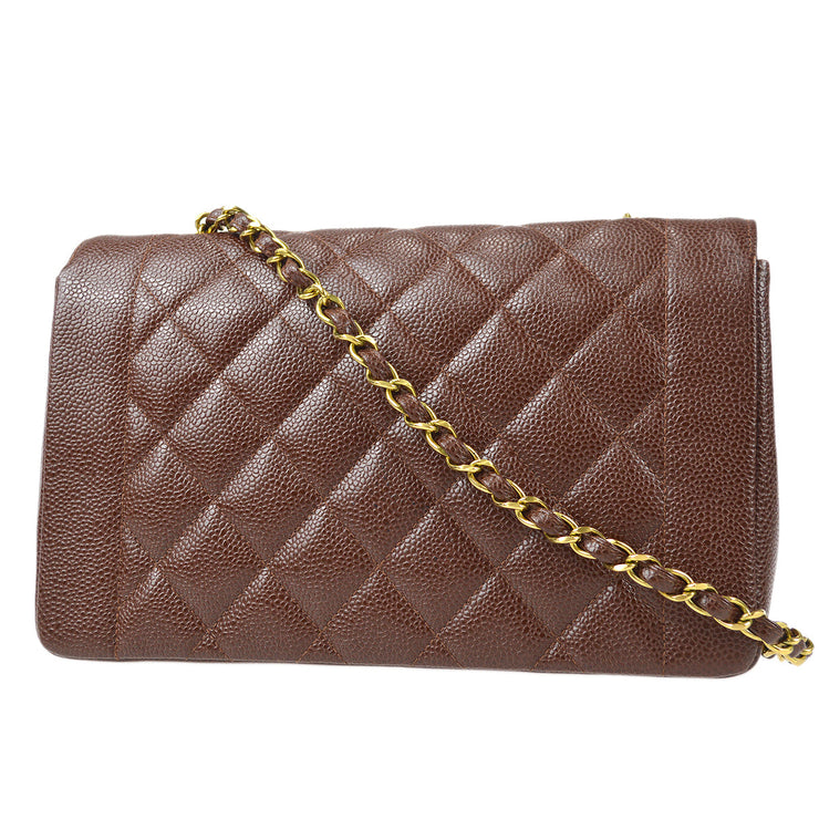 Chanel Boston Speedy Brown Caviar Leather Hand Bag + Strap - Mrs