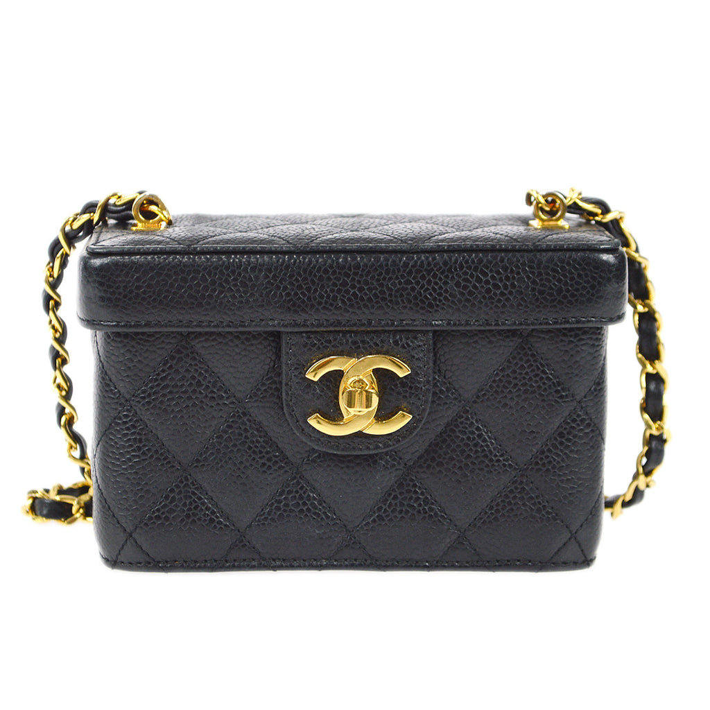 CHANEL VINTAGE COSMETIC VANITY BOX BAG CAVIAR LEATHER BLACK, Luxury, Bags &  Wallets on Carousell
