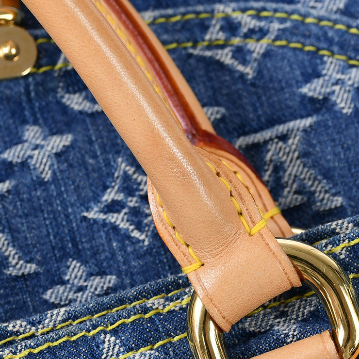 Louis Vuitton Flat Shopper Tote Handbag Monogram Denim M95018