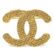 Chanel 1994 Woven CC Brooch Pin Corsage Gold 1261
