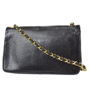 Chanel * 1986-1988 Black Lizard Pointed Flap Mini