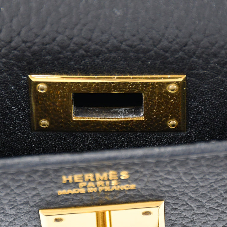 Hermes Kelly Handbag Noir Ardennes with Gold Hardware 32 Black