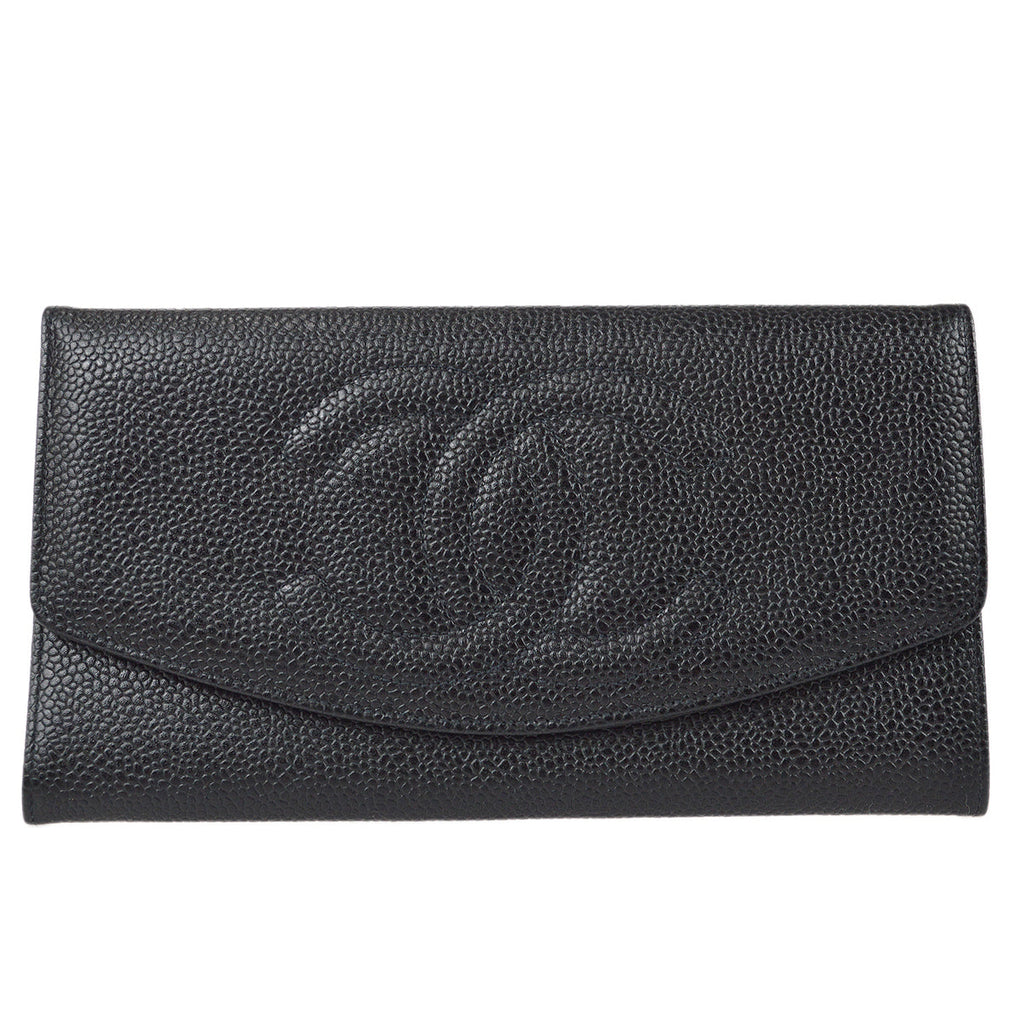 Chanel Black Caviar Timeless CC Long Wallet Q6A1O30FKB107