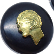 Chanel Button Earrings Black Clip-On 94A