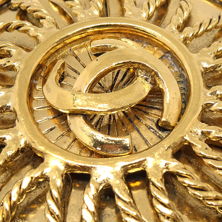 Chanel Medallion Sun Brooch Pin Gold 94A