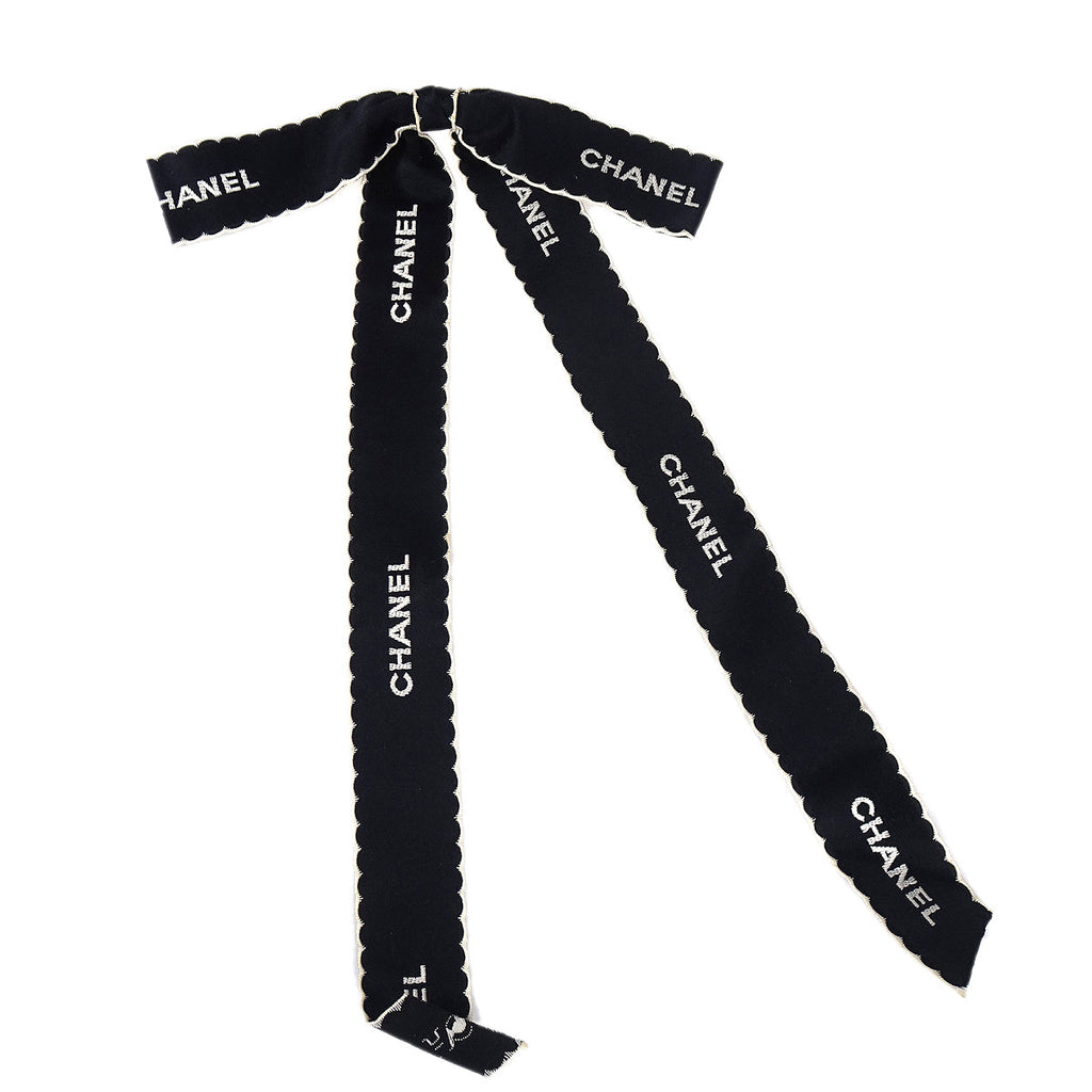 chanel ribbon logo black and white