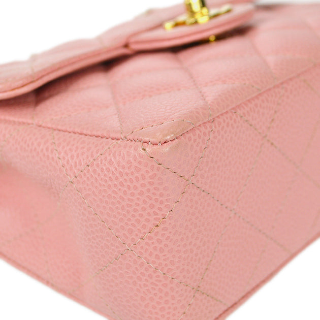 CHANEL Caviar Quilted Mini Square Flap Pink 64852