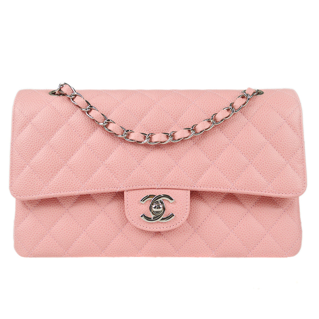 Chanel Classic Flap 2.55 Baby Pink Tweed Shoulder Bag For Sale at