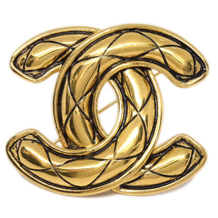 Chanel Quilted Brooch Pin Gold 1152