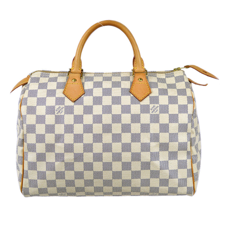 Authentic Louis Vuitton LV Hand Bag N41533 Speedy 30 White Damier Azur